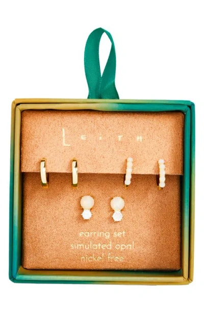 Leith 3-pack Faux Opal & Cz Earrings