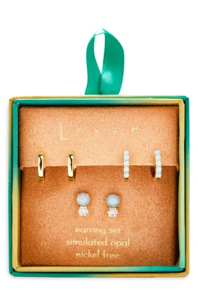 Leith 3-pack Faux Opal & Cz Earrings