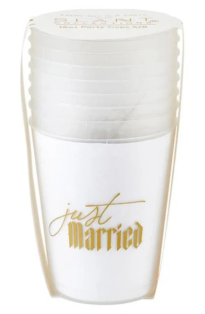 Creative Brands Just Married 8-pack Party Cups In White