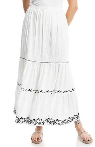 Max Studio Floral Embroidered Tiered Maxi Skirt