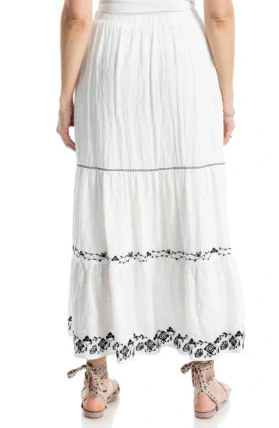 Max Studio Floral Embroidered Tiered Maxi Skirt