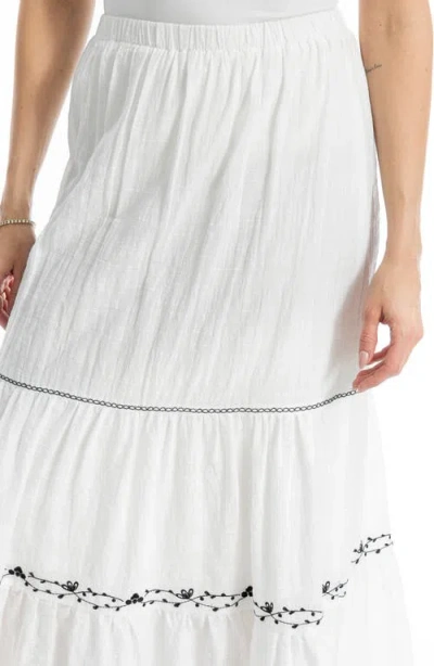 Max Studio Floral Embroidered Tiered Maxi Skirt