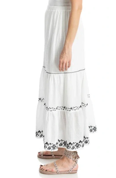 Max Studio Floral Embroidered Tiered Maxi Skirt
