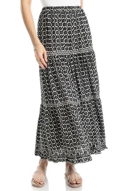 Max Studio Floral Print Tiered Maxi Skirt