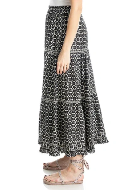 Max Studio Floral Print Tiered Maxi Skirt