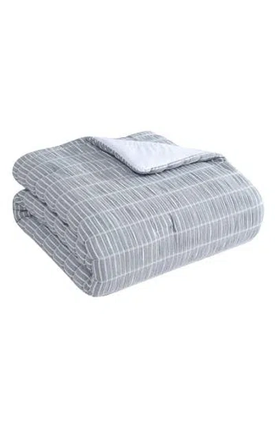 Tahari Stripe Seersucker 3-piece Comforter Set In Gray