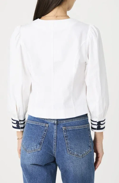 French Connection V-neck Stripe Cuffs Long Sleeve Button-up Top