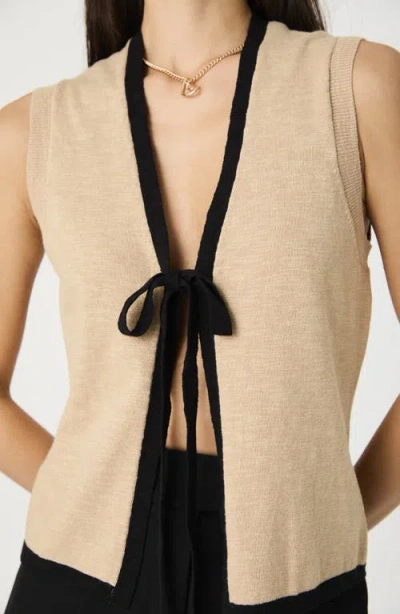 French Connection Tie Front Contrast Sweater Vest