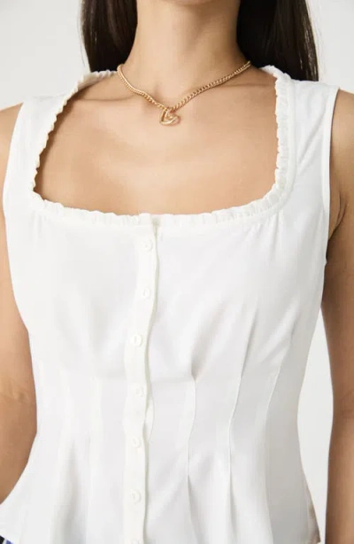 French Connection Ruffle Trim Sleeveless Button-up Top