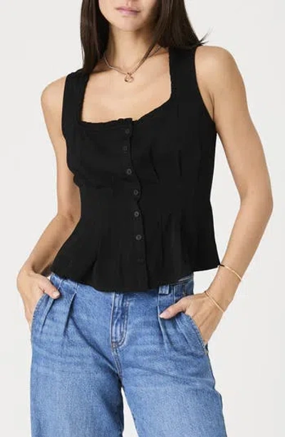 French Connection Ruffle Trim Sleeveless Button-up Top