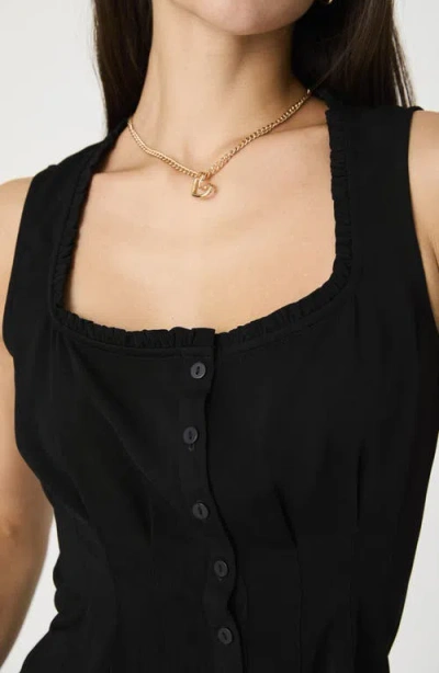 French Connection Ruffle Trim Sleeveless Button-up Top