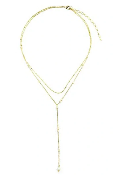 Panacea 5-5.5mm Cultured Freshwater Pearl Station Chain Y-drop Necklace