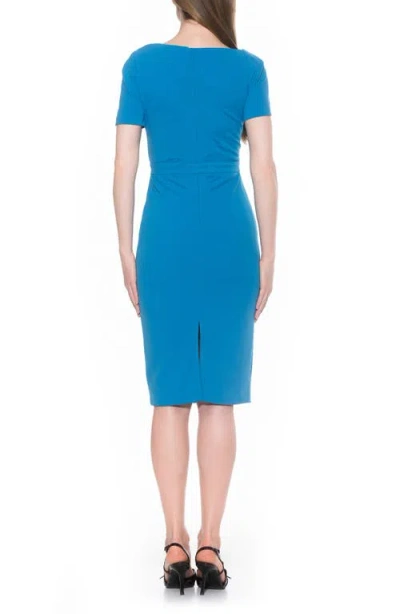 Alexia Admor Skylar Asymmetric Neck Short Sleeve Midi Dress In Blue