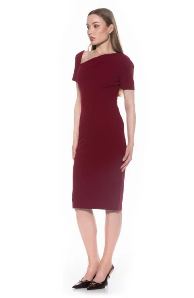 Alexia Admor Skylar Asymmetric Neck Short Sleeve Midi Dress