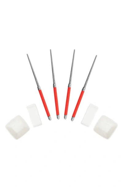 French Home 8-piece Chopsticks, Soy Sauce Bowls & Rest Set In Multi