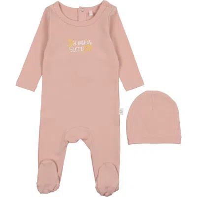 Pouf I'd Rather Sleep Footie & Hat Set In Pink