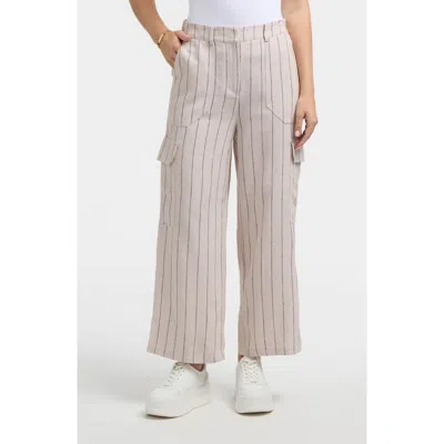 Ellen Tracy Wide Leg Linen Blend Cargo Pants In Neutral