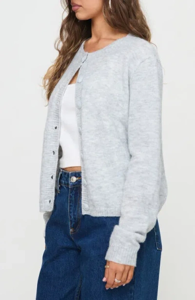 Princess Polly Denmark Crewneck Cardigan In Gray