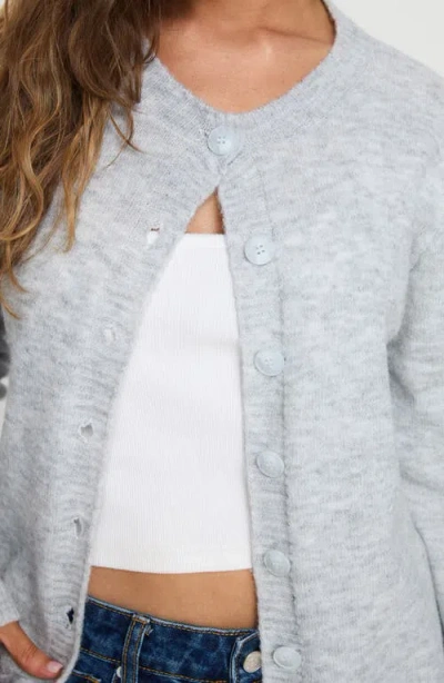 Princess Polly Denmark Crewneck Cardigan In Gray