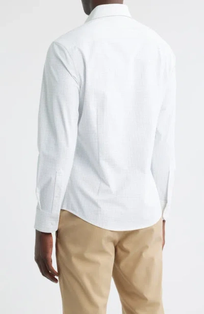 Mizzen + Main Mizzen+main Leeward Trim Fit Microcheck No Tuck Performance Button-up Shirt In White