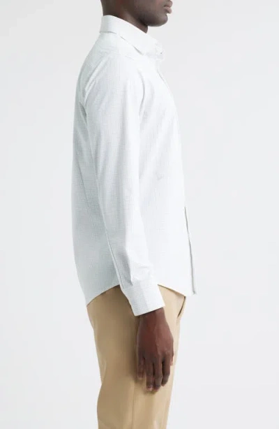 Mizzen + Main Mizzen+main Leeward Trim Fit Microcheck No Tuck Performance Button-up Shirt In White