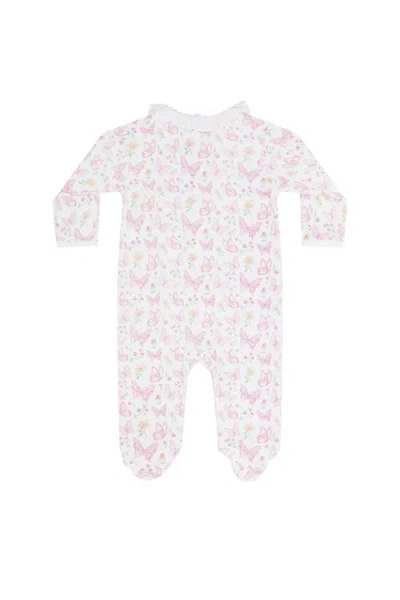 Nellapima Butterflies Print Crossover Footie In Pink