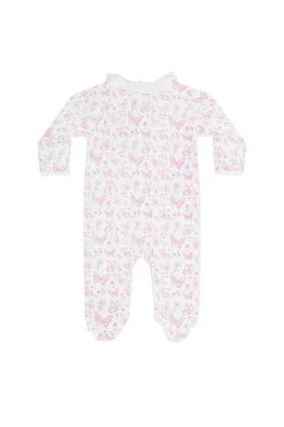 Nellapima Butterflies Print Crossover Footie In Pink