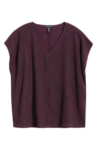 Eileen Fisher Crinkled V-neck Boxy Top In Purple