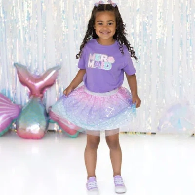 Sweet Wink Mermaid Patch Short Sleeve T-shirt In Purple