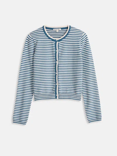 Alex Mill Albertina Striped Cotton Cardigan In French Blue/white