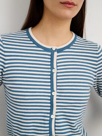 Alex Mill Albertina Striped Cotton Cardigan In French Blue/white