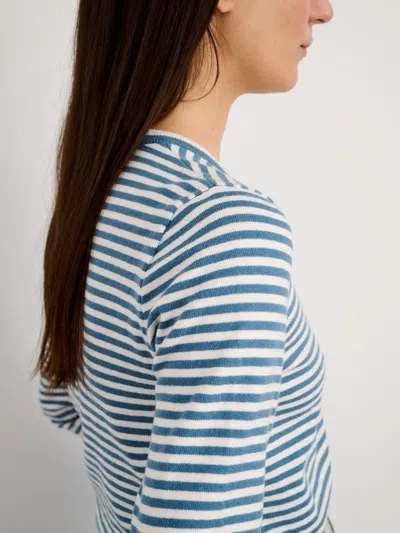 Alex Mill Albertina Striped Cotton Cardigan In French Blue/white