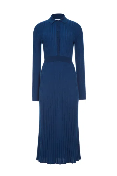 Gabriela Hearst Ardor Knit Maxi Dress In Washed Denim Cashmere Silk In Blue