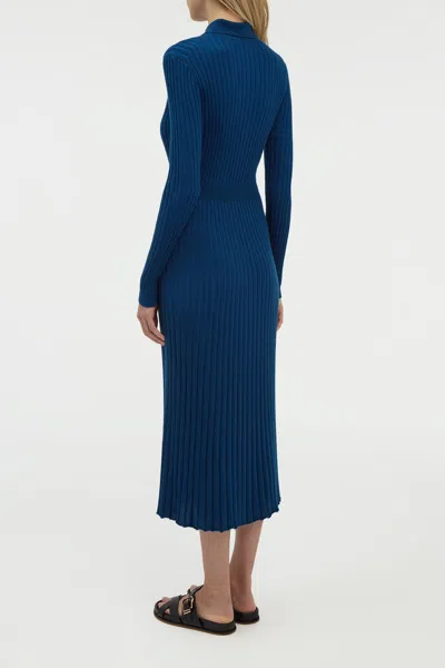 Gabriela Hearst Ardor Knit Maxi Dress In Washed Denim Cashmere Silk In Blue