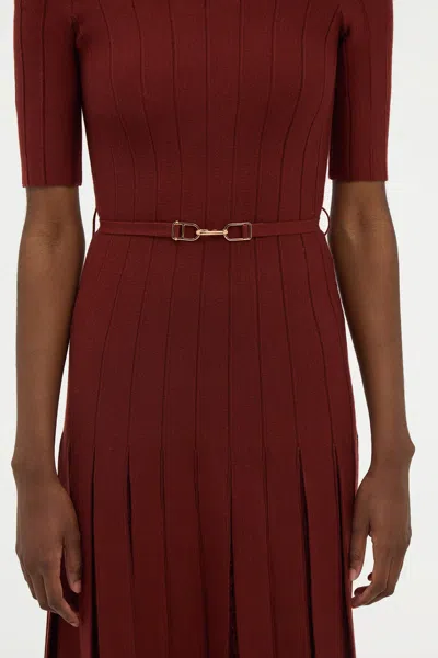 Gabriela Hearst Kurt Knit Pleated Maxi Dress In Burnt Sienna Merino Wool