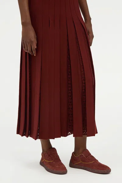 Gabriela Hearst Kurt Knit Pleated Maxi Dress In Burnt Sienna Merino Wool