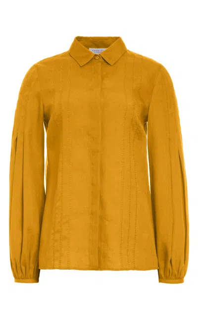 Gabriela Hearst Inga Blouse In Golden Birch Aloe Linen