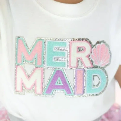 Sweet Wink Mermaid Patch Short Sleeve Romper In White