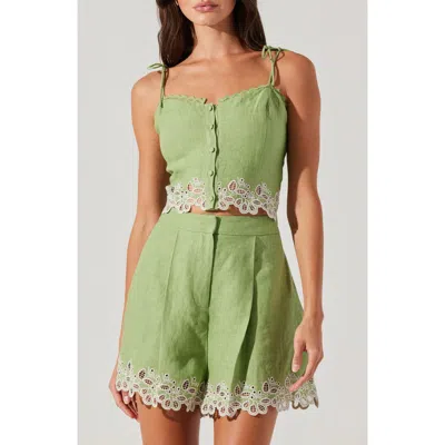 Astr The Label Kiya Eyelet Hem Linen Camisole