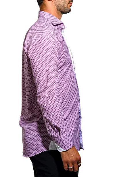 Maceoo Einstein Resistance Contemporary Fit Knit Button-up Shirt In Purple