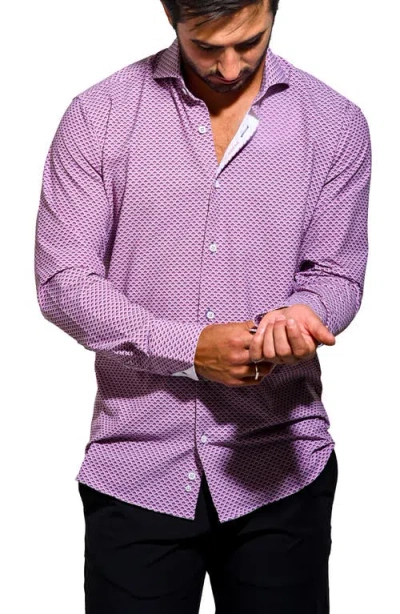 Maceoo Einstein Resistance Contemporary Fit Knit Button-up Shirt In Purple