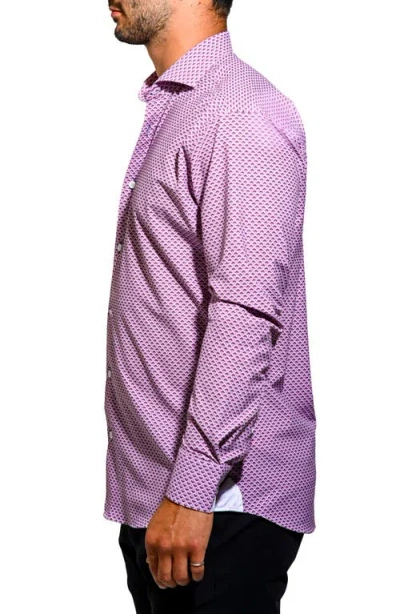 Maceoo Einstein Resistance Contemporary Fit Knit Button-up Shirt In Purple