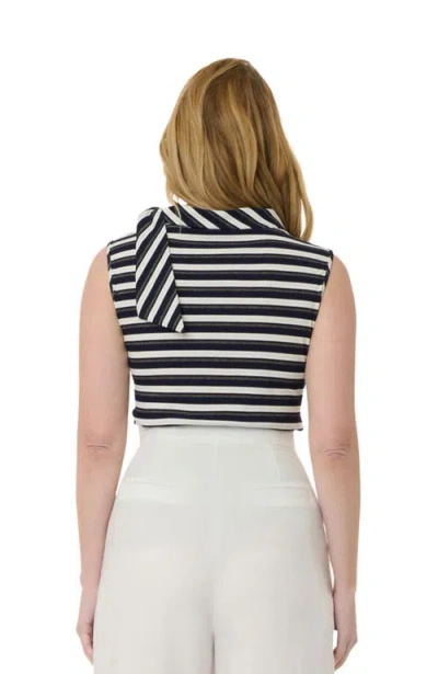 Smak Parlour Roll Cowl Neck Tie Sleeveless Knit Top In Black