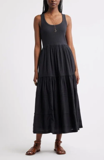 Treasure & Bond Scoop Neck Midi Dress In Black