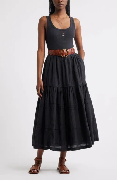 Treasure & Bond Scoop Neck Midi Dress In Black