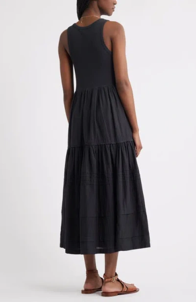 Treasure & Bond Scoop Neck Midi Dress In Black