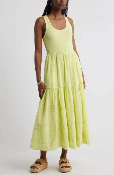 Treasure & Bond Mixed Media Cotton Blend Maxi Dress In Green