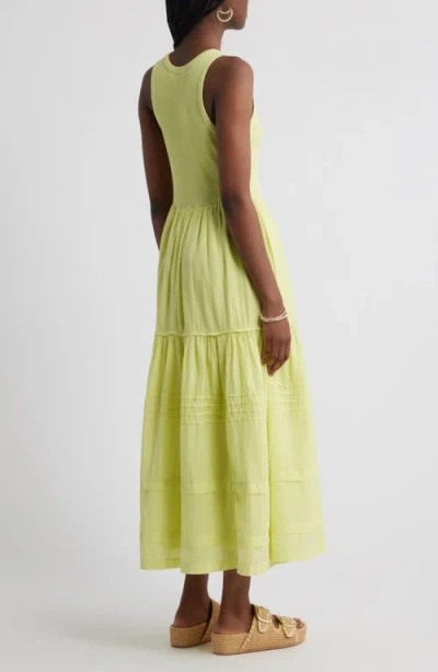 Treasure & Bond Mixed Media Cotton Blend Maxi Dress In Green