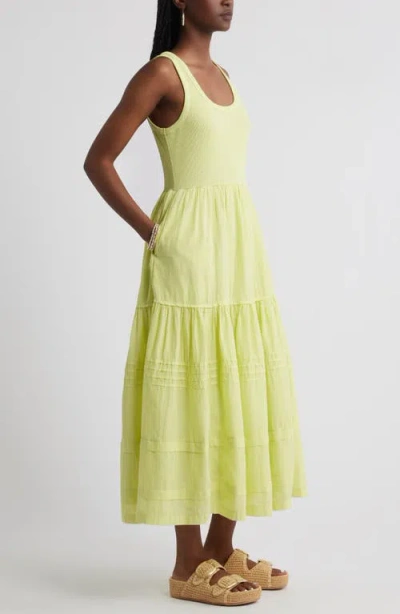 Treasure & Bond Mixed Media Cotton Blend Maxi Dress In Green