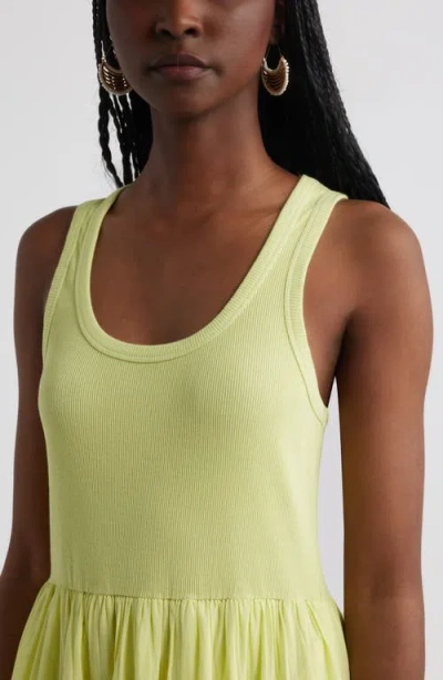 Treasure & Bond Mixed Media Cotton Blend Maxi Dress In Green